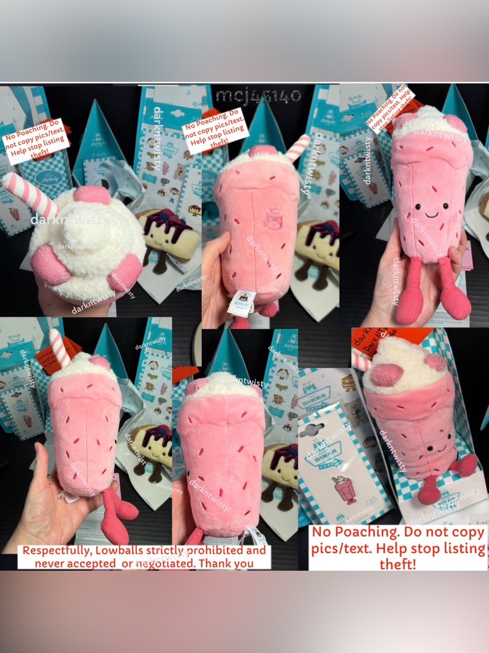 BNWT AUTH SALES RECEIPT JELLYCAT DINER NYC CREMBER CHEESECAKE BUBECCA MILKSHAKE - Picture 2 of 5